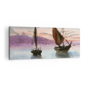 Obraz na plátne - Večer v prístave - 100x40 cm
