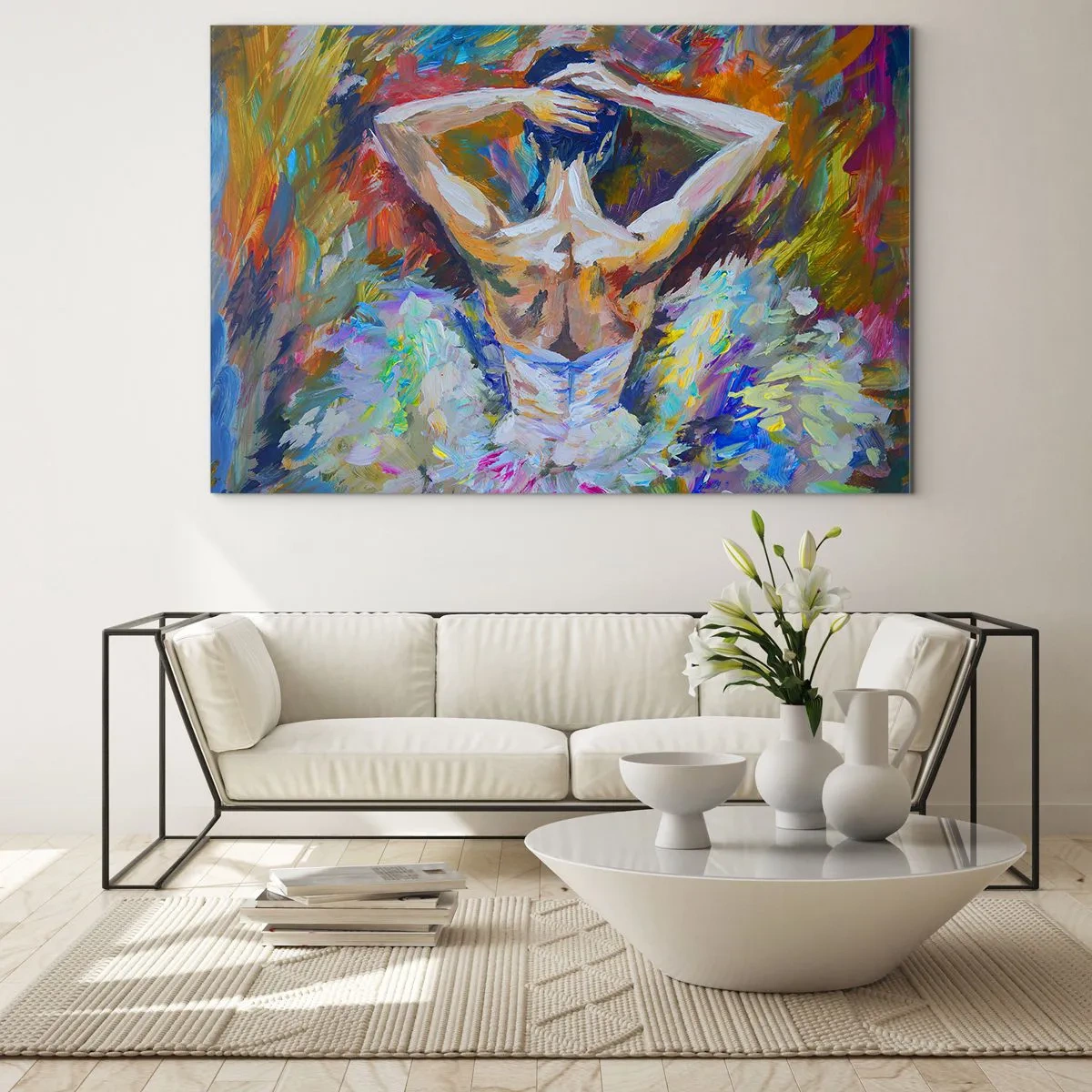 Obraz na skle - Baletka v expresívnom, farebnom a maliarskom štýle - 70x50cm - To môže byť všetko - Moderná nástenná dekorácia do obývacej izby a spálne ARTTOR