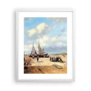 Plagát v bielom ráme - Po úspešnom rybolove - 40x50 cm