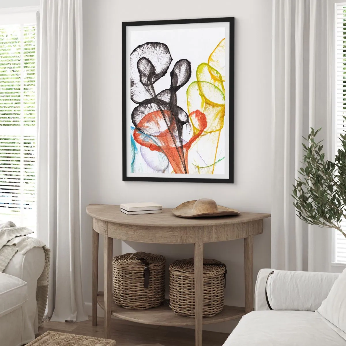 Plagát v čiernom ráme - Kvety s dušou - 61x91 cm