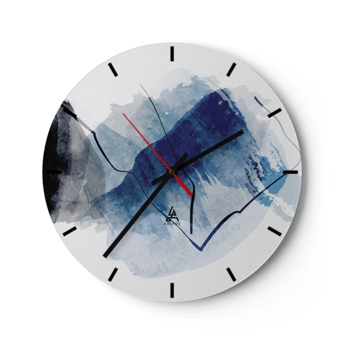 Nástenné hodiny - Modrá abstraktná forma pripomínajúca ľadovec - 30x30cm - Ľadová hora - Moderná nástenná dekorácia do obývacej izby, kuchyne a spálne ARTTOR