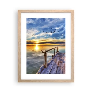 Plagát v ráme zo svetlého duba - Vietor ide odpočívať - 30x40 cm