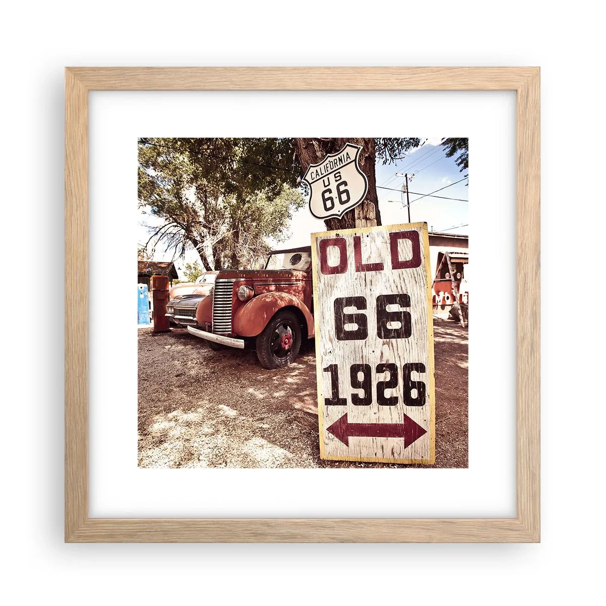 Plagát v ráme zo svetlého duba - Legenda americkej provincie - 30x30 cm