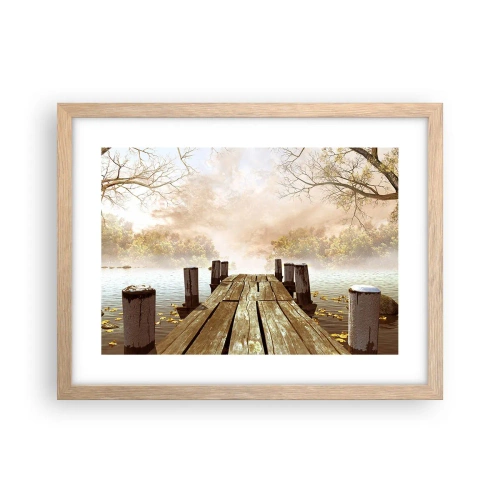 Plagát v ráme zo svetlého duba - Jemný smútok jesene - 40x30 cm