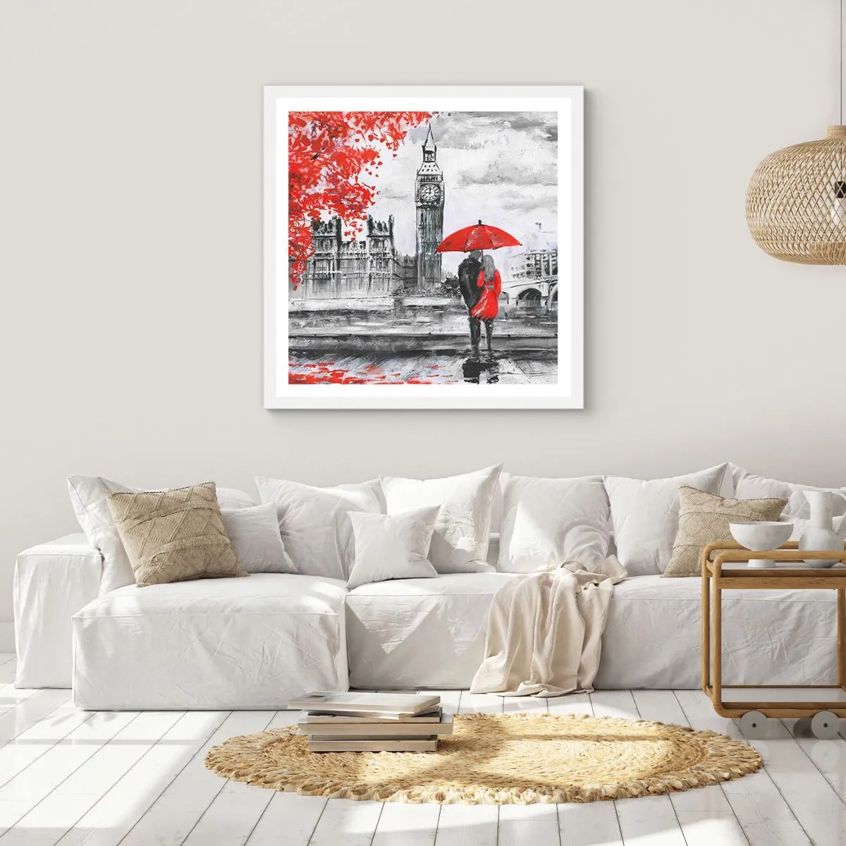 Plagát v bielom ráme - Zamilovaní do Londýna - 60x60 cm