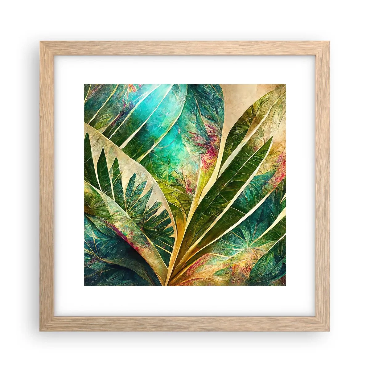 Plagát v ráme zo svetlého duba - Farby trópov - 30x30 cm
