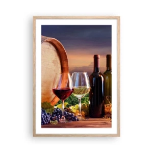 Plagát v ráme zo svetlého duba - Tu má život chuť - 50x70 cm