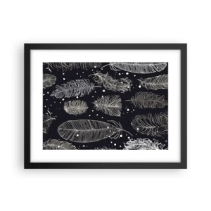 Plagát v čiernom ráme - Čipka s perím - 40x30 cm