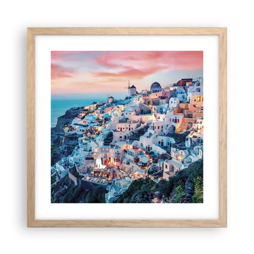 Plagát v ráme zo svetlého duba - Tvoja tučná grécka dovolenka - 40x40 cm