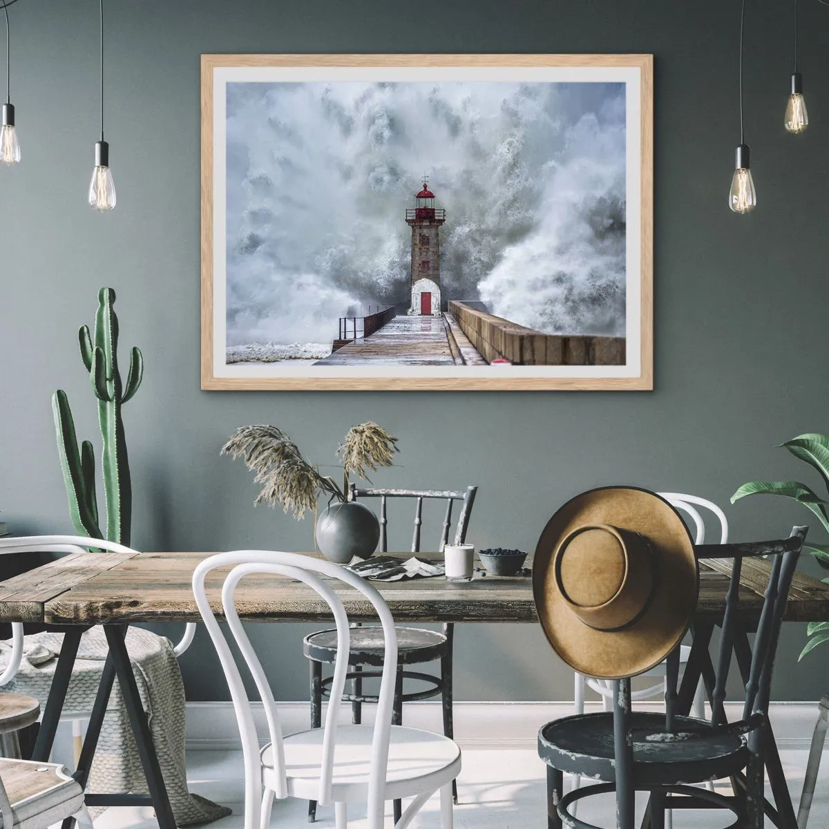 Plagát v ráme zo svetlého duba - Hukot vody, šum vetra - 100x70 cm