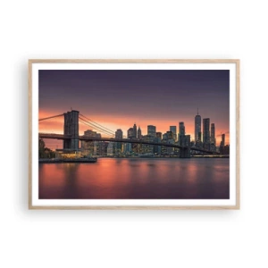 Plagát v ráme zo svetlého duba - Ponorené do ľaliového ticha - 100x70 cm