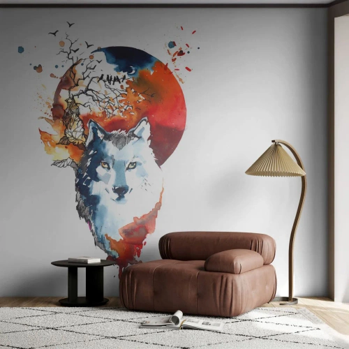 Fototapeta Premium Sand - Nosom na skle - Abstrakcia, Zvieratá, Wolf - 150x105 cm