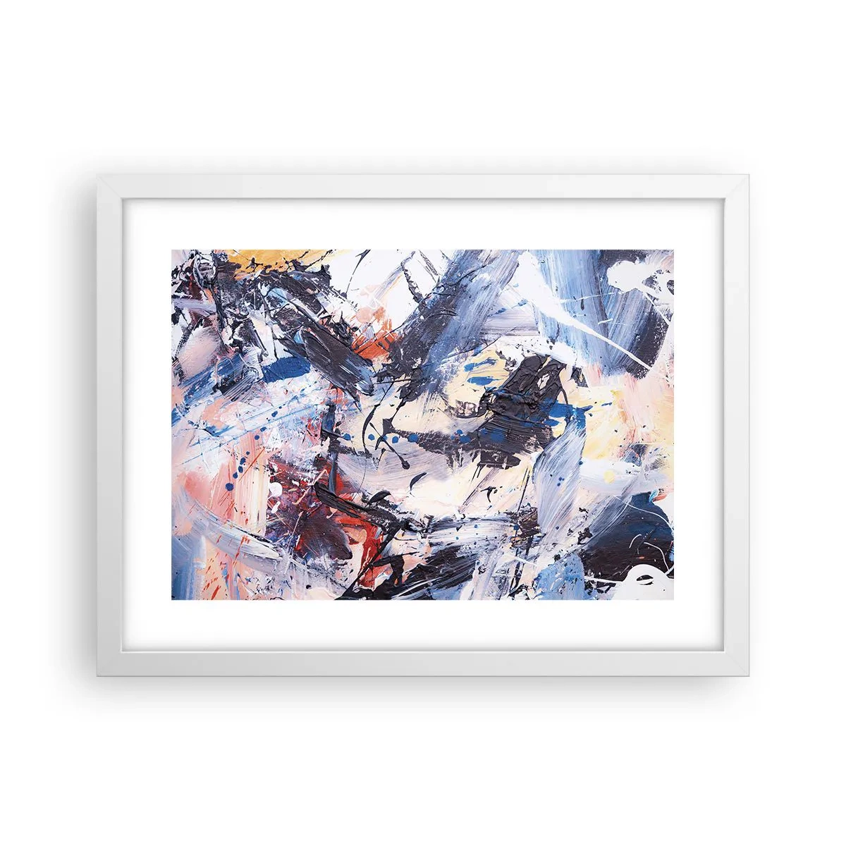 Plagát v bielom ráme - Bláznivý tanec abstrakcie - 40x30 cm
