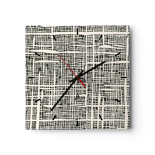 Nástenné hodiny - Tkaná kompozícia - 40x40 cm