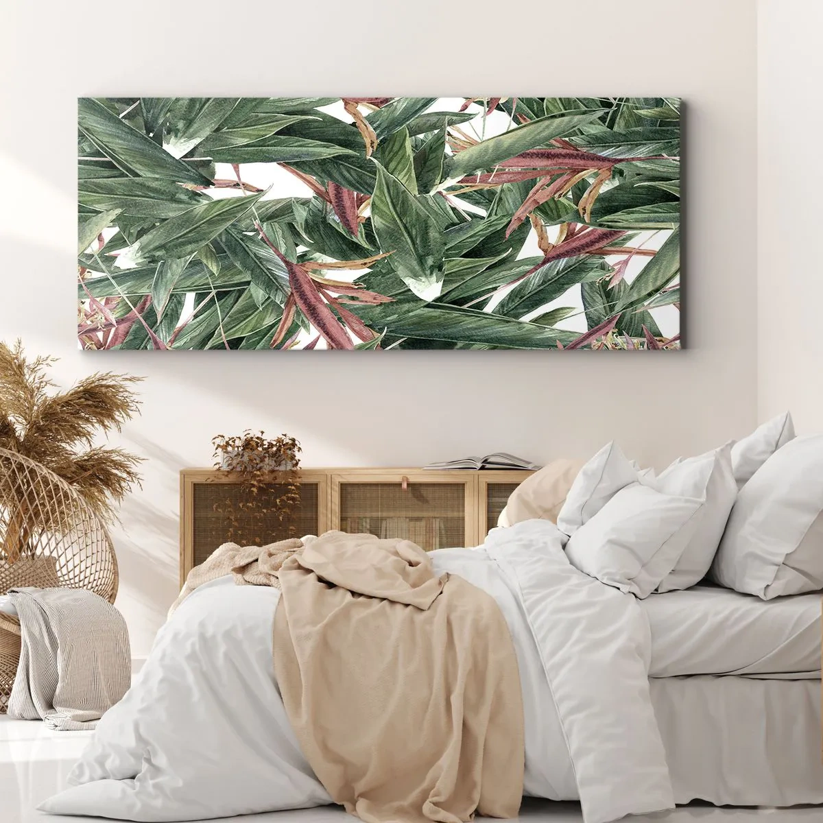 Obraz na plátne - Smaragdovo-ľaliové húštie - 140x50 cm