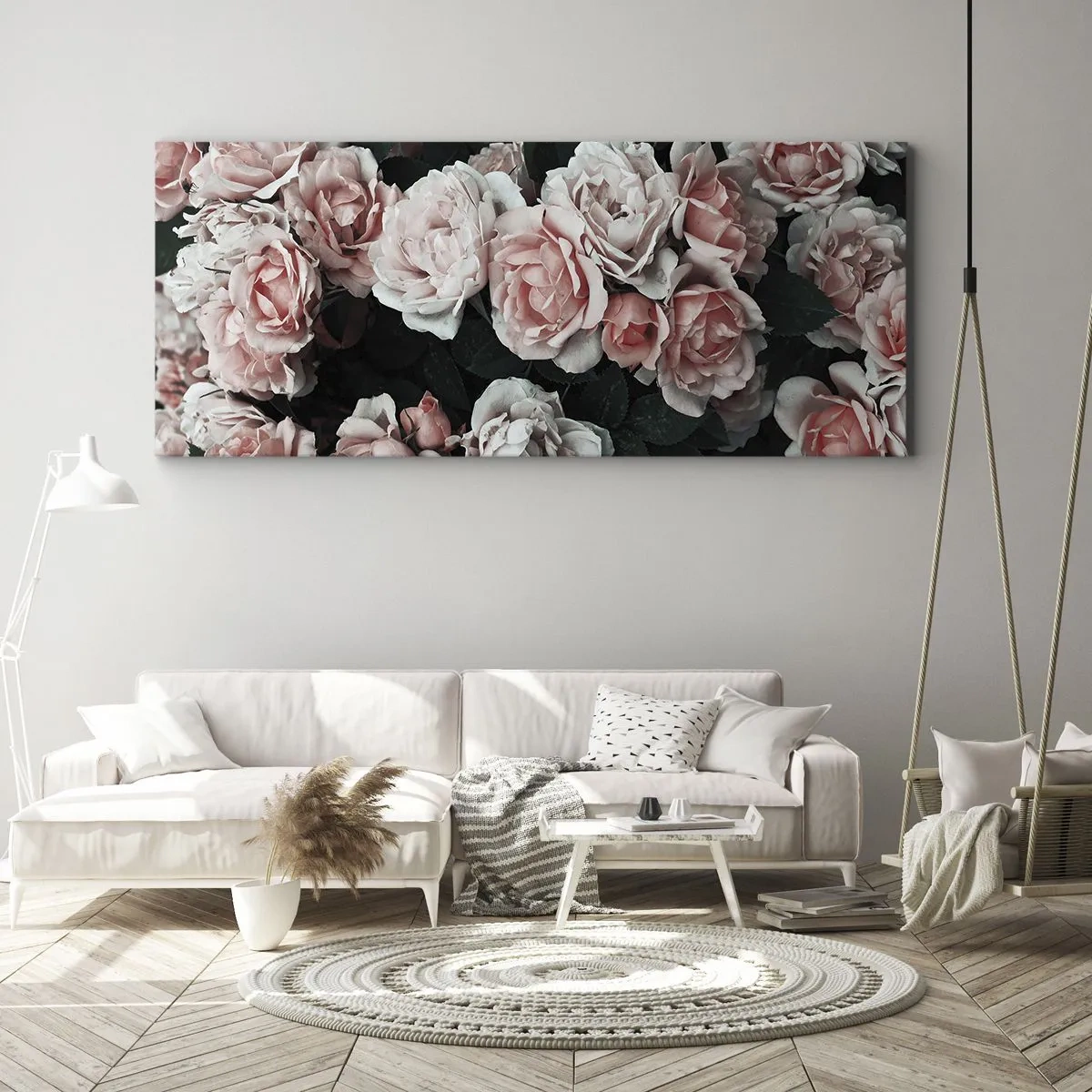 Obraz na plátne - Ružový ansámbl - 100x40 cm