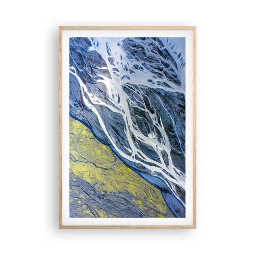 Plagát v ráme zo svetlého duba - Jaskynné maľby prírody - 61x91 cm