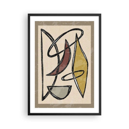 Plagát v čiernom ráme - Geometrická abstrakcia v odtieňoch béžovej a hnedej - 50x70cm - Zvisle a vodorovne - Moderná nástenná dekorácia do obývacej izby a spálne ARTTOR