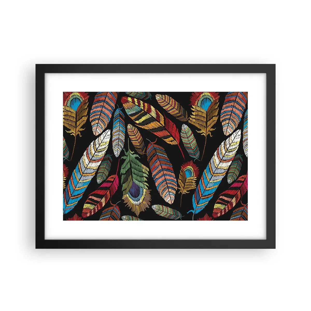 Plagát v čiernom ráme - Vtáčí karneval - 40x30 cm