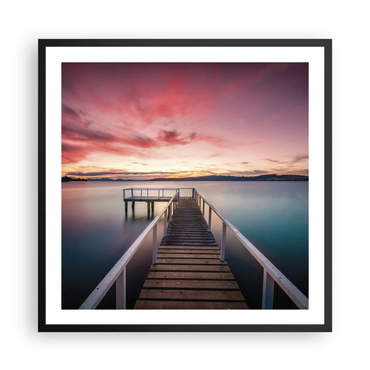 Plagát v čiernom ráme - Jemný plameň večera - 60x60 cm