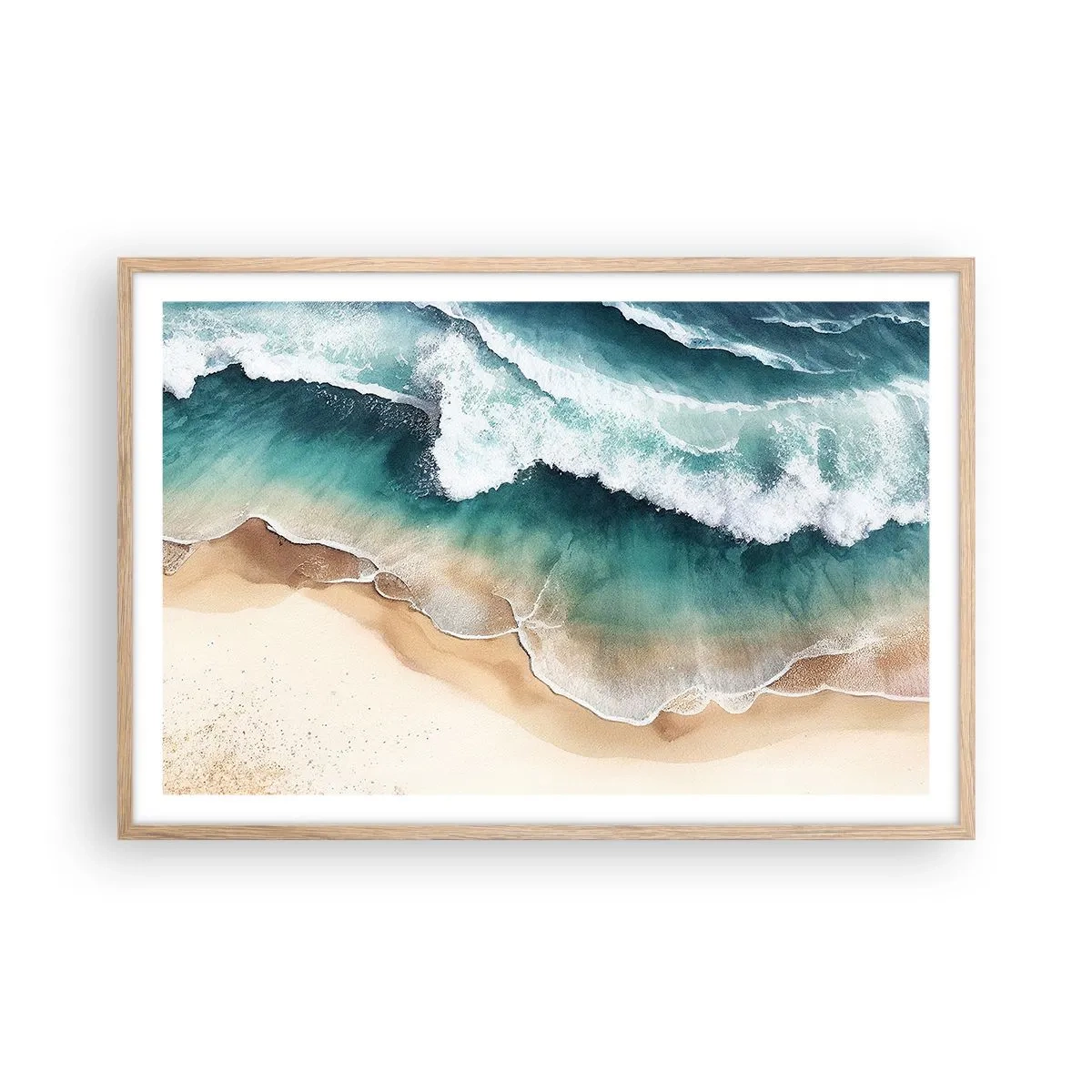 Plagát v ráme zo svetlého duba - Odveké stretnutie - 91x61 cm