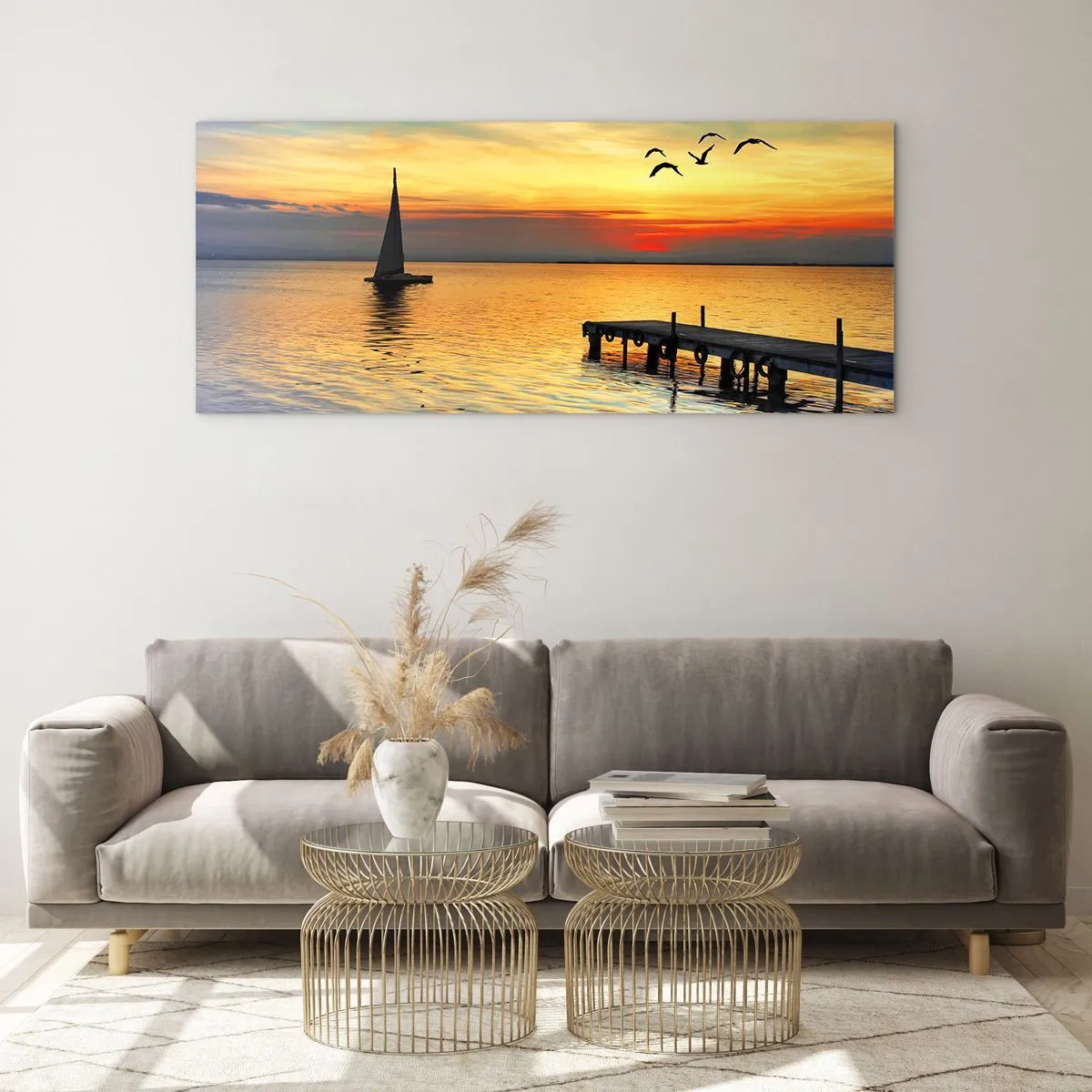 Obraz na skle - Večerné návraty - 100x40 cm