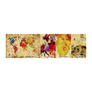 Vzorka samolepiacej fototapety Deluxe Sticker - Život je farebný ako papier mapy - Mapa sveta, kontinentov, Cestuje - 100x30 cm