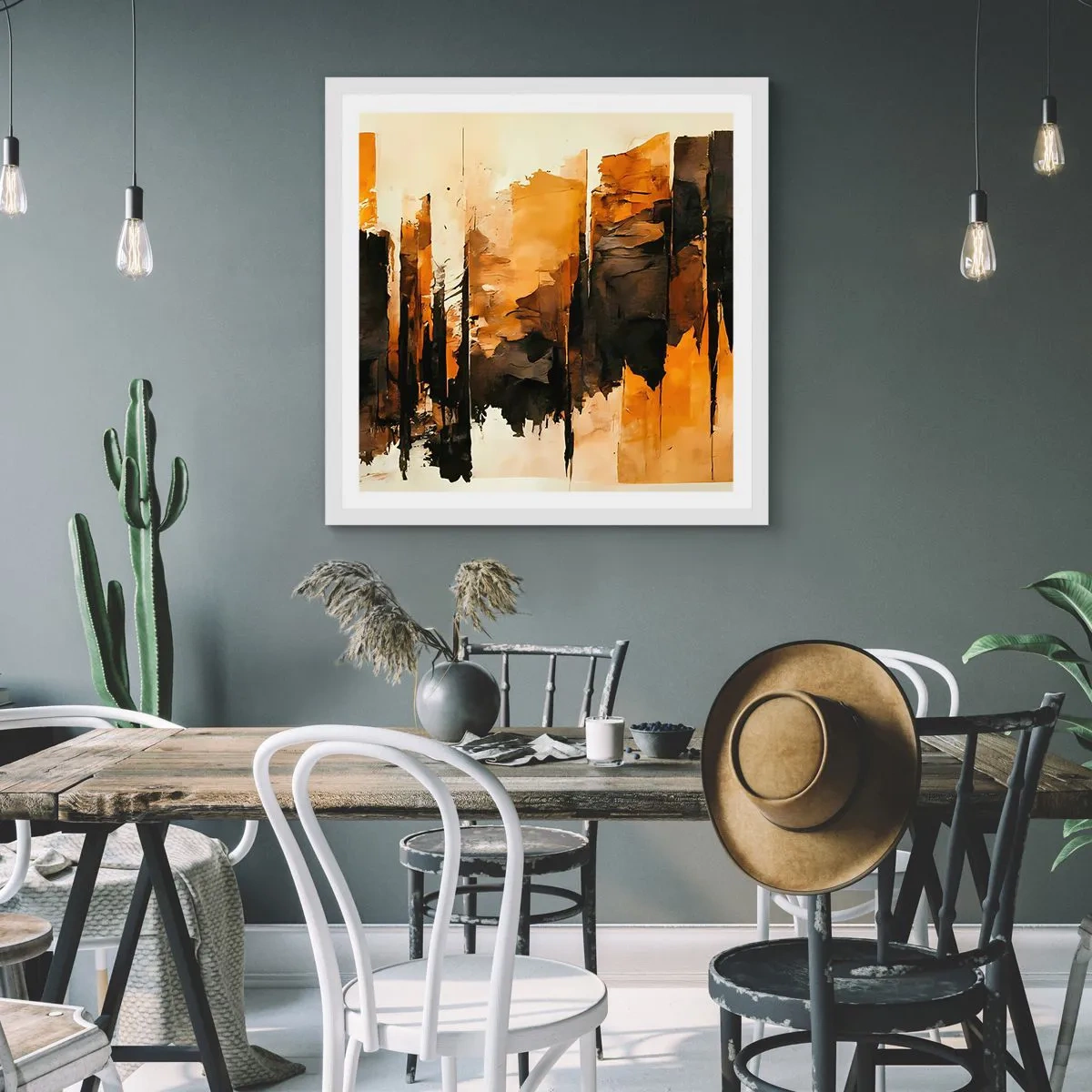 Plagát v bielom ráme - Harmónia čiernej a zlatej - 60x60 cm