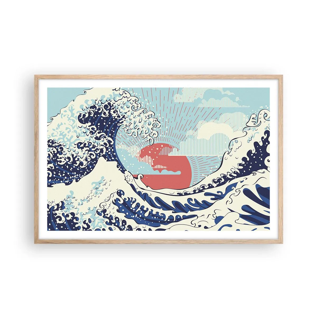 Plagát v ráme zo svetlého duba - Z japonských inšpirácií - 91x61 cm