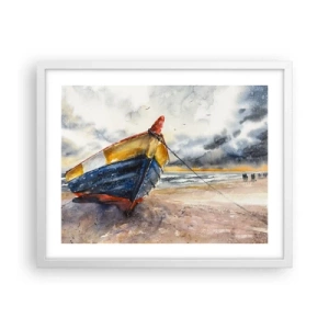 Plagát v bielom ráme - Odpočinok na brehu - 50x40 cm