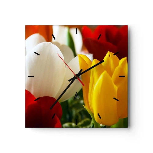 Nástenné hodiny - Tulipánová horúčka - 40x40 cm