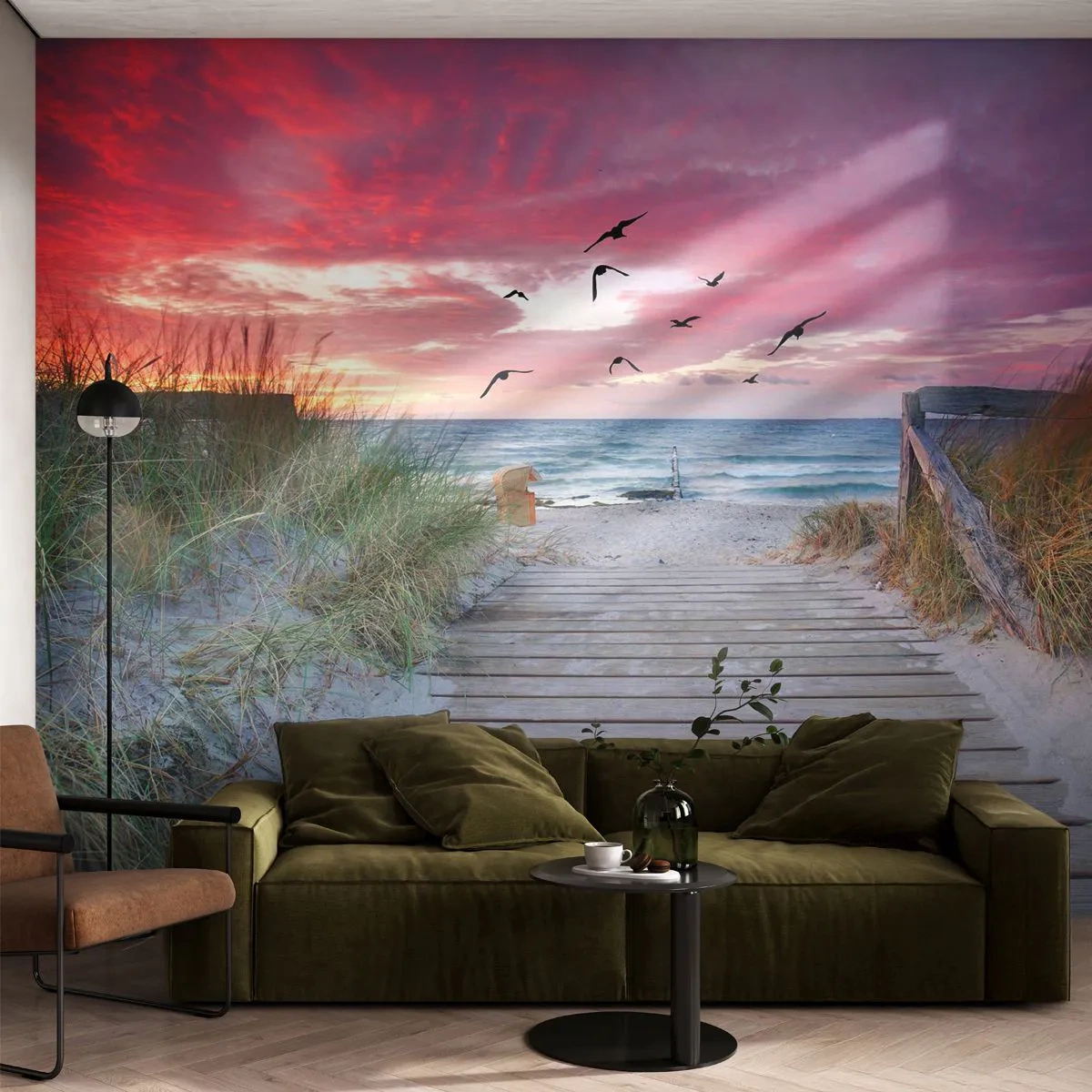 Fototapeta Premium Sand - Baltská impresia - Morská krajina, Pláž, Vtáky - 100x70 cm