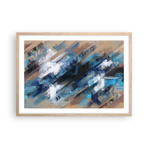Plagát v ráme zo svetlého duba - Modrá šikmosť - 70x50 cm