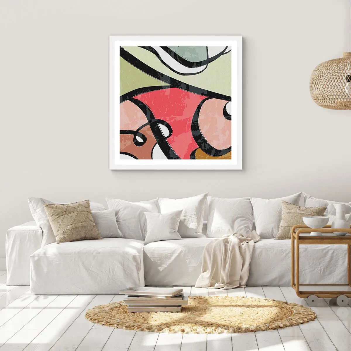 Plagát v bielom ráme - Piruety uprostred farieb - 50x50 cm