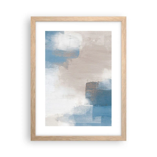 Plagát v ráme zo svetlého duba - Ružová abstrakcia za modrým závojom - 30x40 cm