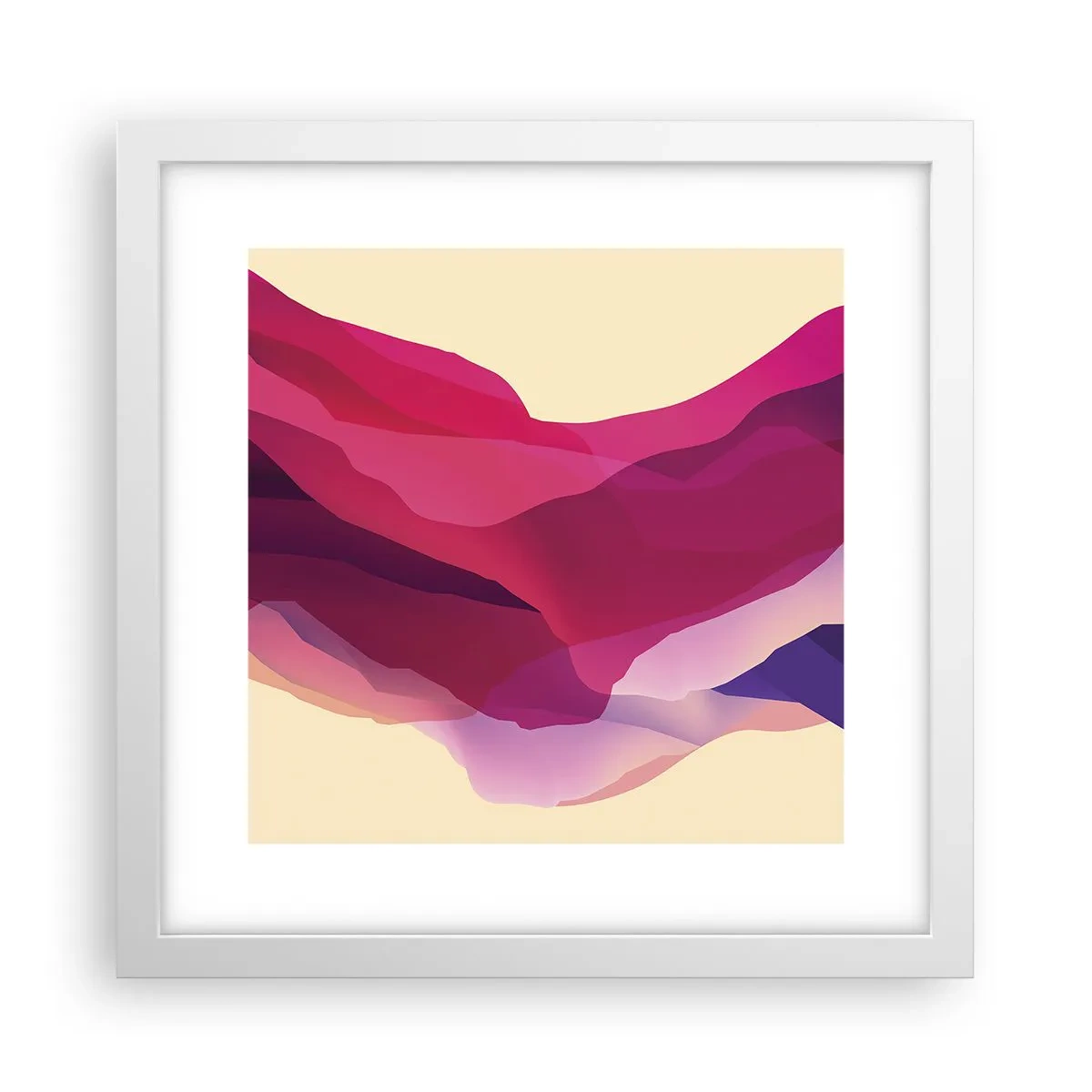 Plagát v bielom ráme - Fialové vlny - 30x30 cm