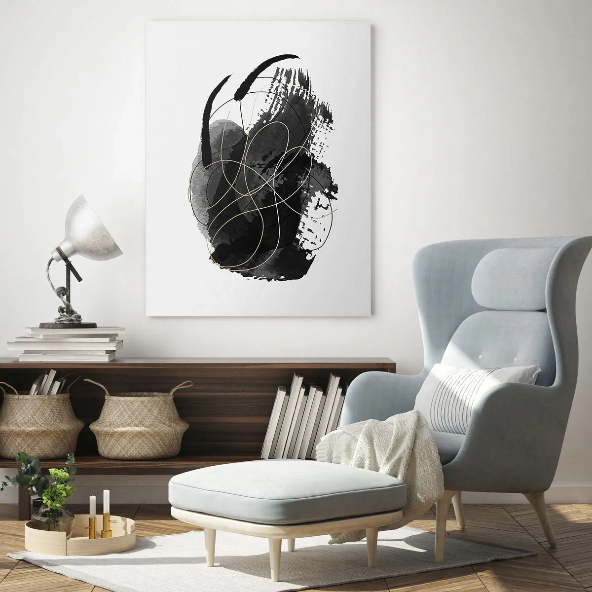 Obraz na skle - Upletené z čiernej - 50x70 cm