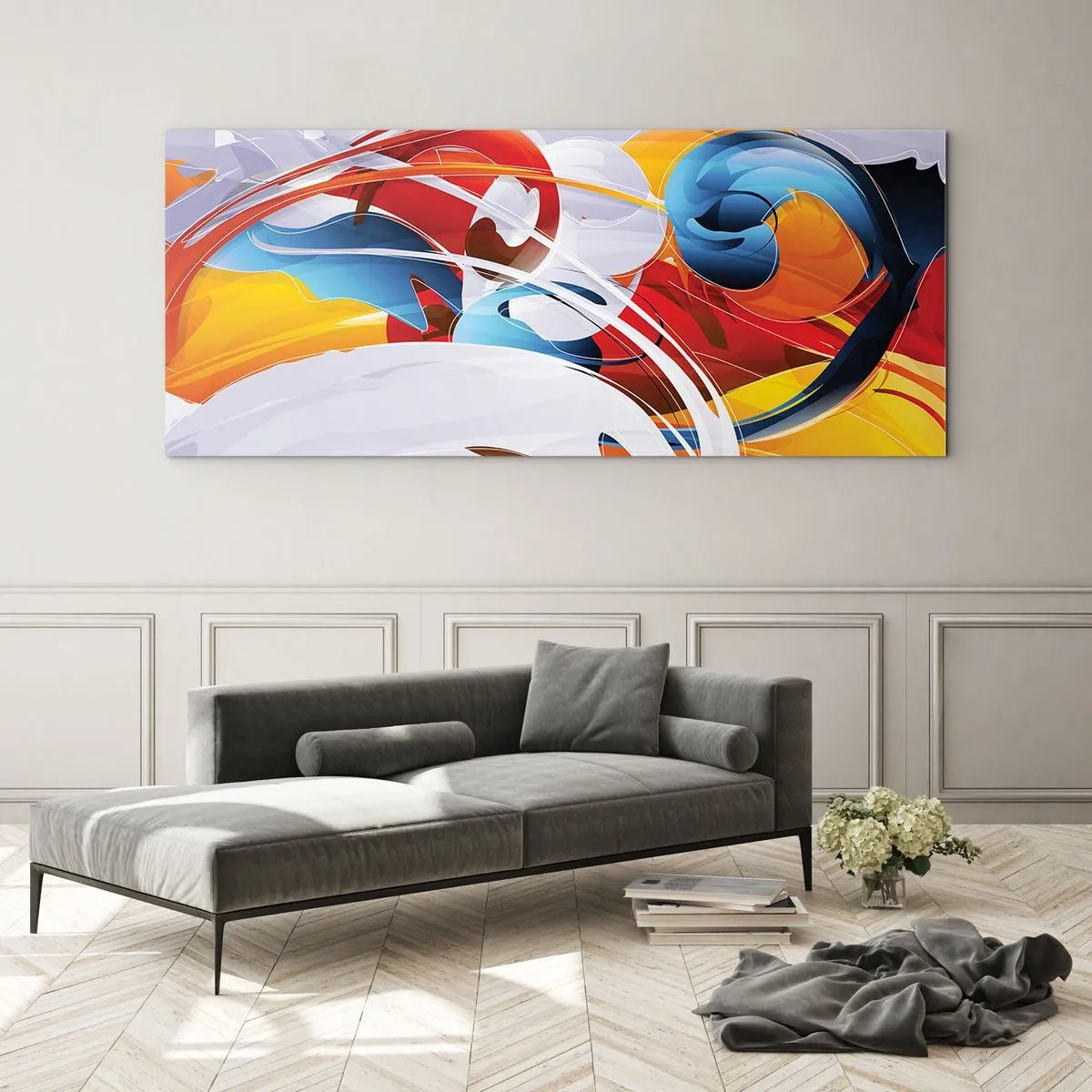 Obraz na skle - Tanec živlov - 140x50 cm