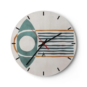 Nástenné hodiny - Geometrický etnický motív s čiarami a kruhmi - 30x30cm - Znaky a rituály - Moderná nástenná dekorácia do obývacej izby, kuchyne a spálne ARTTOR