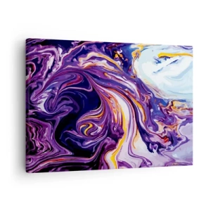 Obraz na plátne - Dynamický abstraktný vzor v odtieňoch fialovej a žltej. - 70x50cm - Záhyb priestoru vo fialovej - Moderná nástenná dekorácia do obývacej izby a spálne ARTTOR