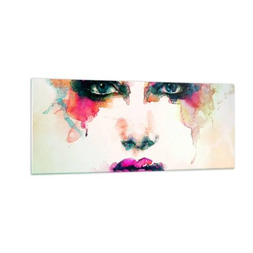 Obraz na skle - Portrét maľovaný dúhou - 100x40 cm