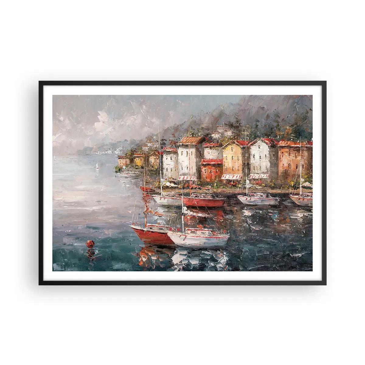 Plagát v čiernom ráme - Romantický prístav - 100x70 cm