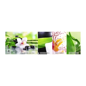 Vzorka samolepiacej fototapety Deluxe Sticker - Chladná sviežosť - Bambus, Kvetina, Orchidea - 100x30 cm