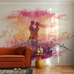Fototapeta Premium Canvas - Jedno srdce! Potrebujem tak málo… - Abstrakcia, Pár milencov, Bozk - 300x210 cm
