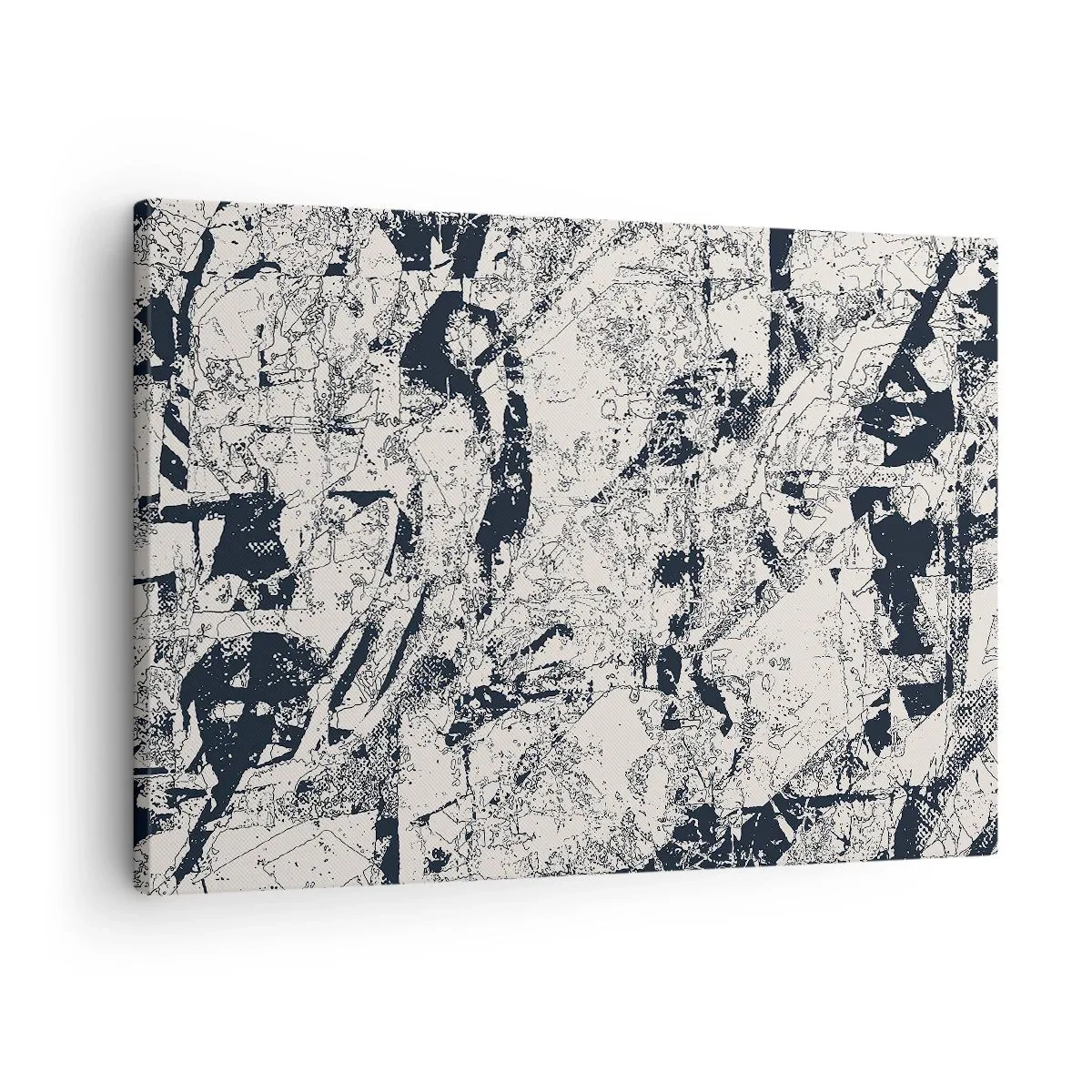 Obraz na plátne - Abstraktná kompozícia v čiernobielej farbe s dynamickým rozložením - 70x50cm - Prelínanie protikladov - Moderná nástenná dekorácia do obývacej izby a spálne ARTTOR