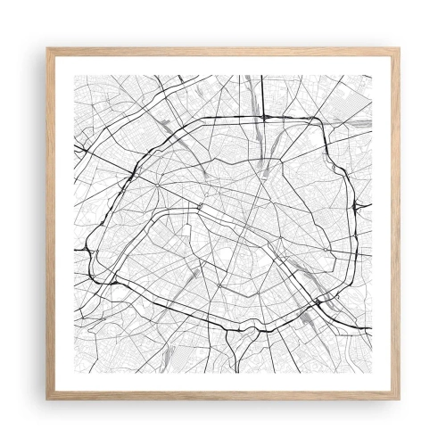 Plagát v ráme zo svetlého duba - Kvet Paríža - 60x60 cm