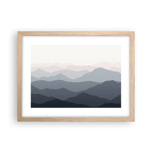 Plagát v ráme zo svetlého duba - Vlny hôr - 40x30 cm