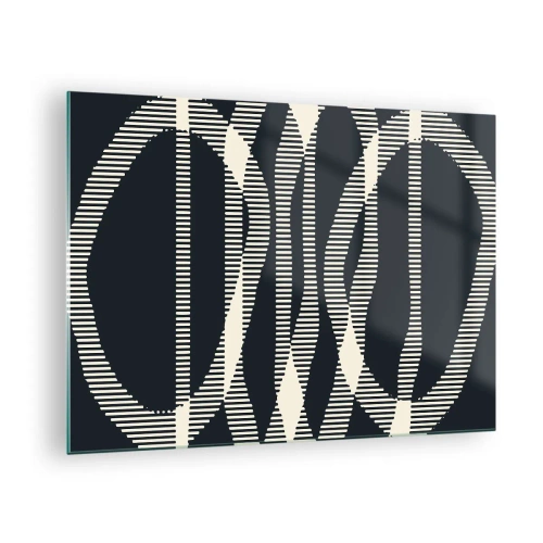Obraz na skle - Geometrické línie v odtieňoch čiernej a béžovej - 70x50cm - Pokus o prelomenie temnoty - Moderná nástenná dekorácia do obývacej izby a spálne ARTTOR