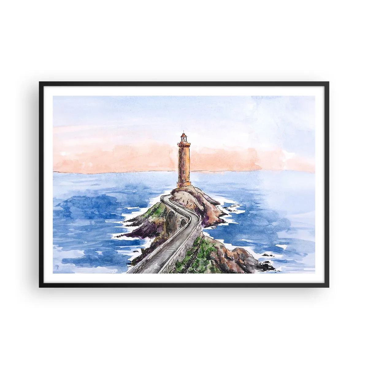 Plagát v čiernom ráme - Tvárou v tvár moru - 100x70 cm