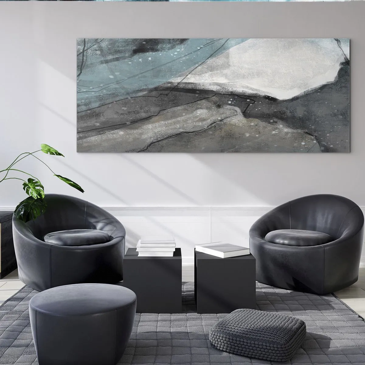 Obraz na skle - Abstrakcie: skaly a ľad - 160x50 cm